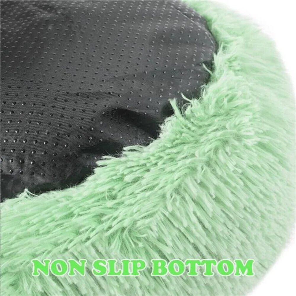 Round Plush Pet Bed Dogs Cats,Fluffy Soft Warm Calming Dog Bed Sleeping 16 Inch